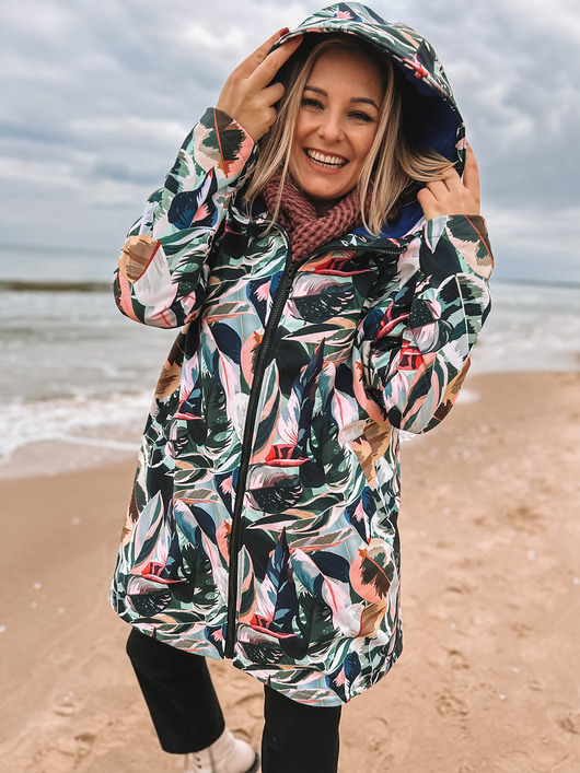 płaszcze damskie Zimowy płaszcz tropikalny ogród