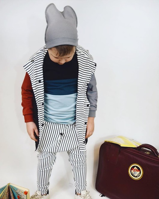 Baggy stripes ecru Dzianinowe