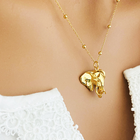 złote naszyjniki NASZYJNIK ze słoniem, złoty słoń
