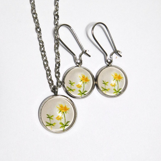 komplet biżuterii Naszyjnik i kolczyki - komplet - Wiesiołek