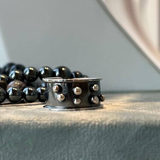 biżuteria męska Pierścionek-obrączka, doginany, oksydowany, srebro, szer. 1,0 cm