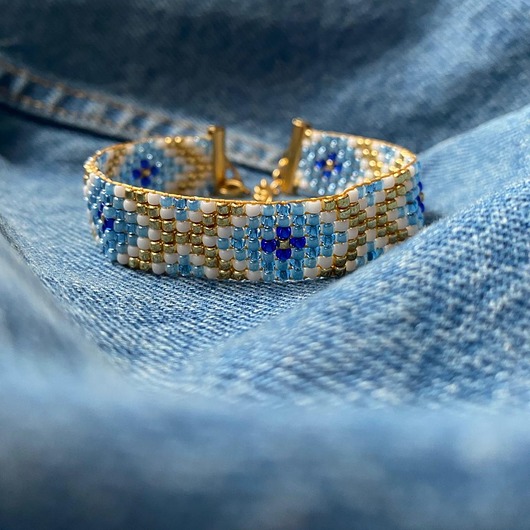bransoletki - inne Bransoletka z koralików toho - blue jeans