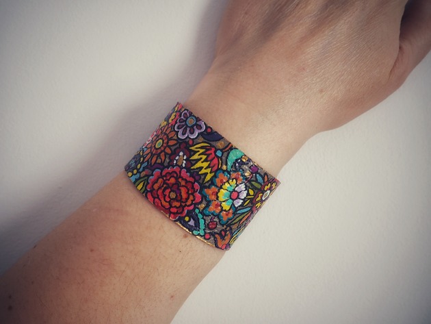 bransoletki skórzane Bransoleta skórzana ręcznie malowana KWIATY