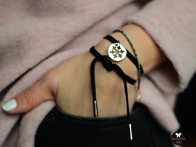 bransoletki skórzane Bransoletka zamszowa śnieżynka