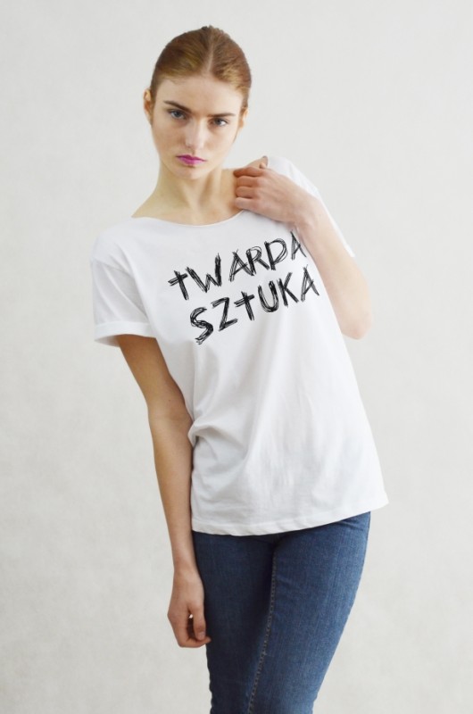 TWARDA - Koszulka Oversize szeroki dekolt T-shir GAU great as You