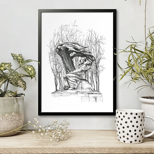 grafiki i ilustracje Pomnik Fryderyka Chopina. Grafika art.print