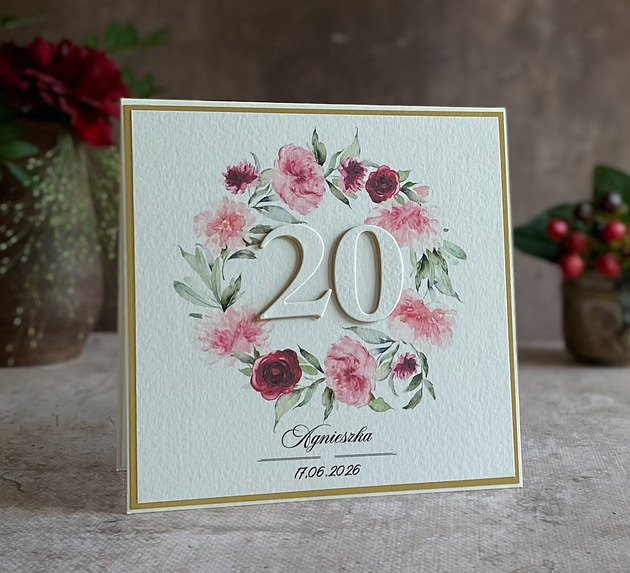 kartki scrapbooking Kartka urodzinowa z kopertą prezentową, BH 21