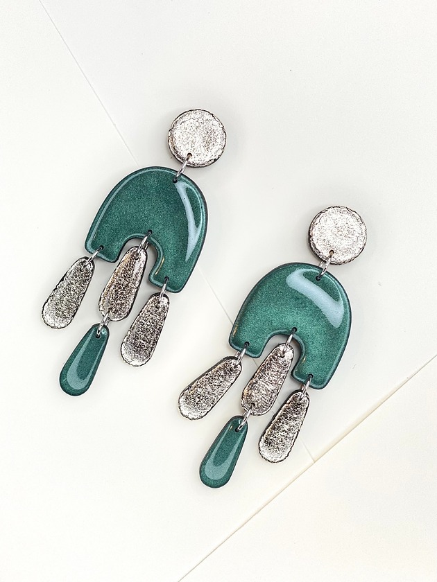 kolczyki z masy plastycznej Wiszące kolorowe kolczyki meduza