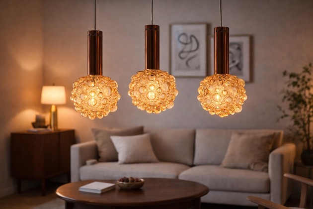 lampy wiszące Komplet 3szt Lampa wisząca HELENA TYNELL szkło bursztyn 