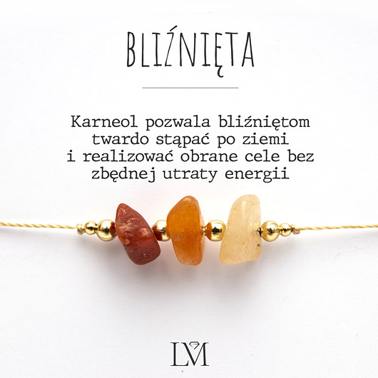 bransoletki z kamieni naturalnych Bransoletka z Karneolem dla Bliźniąt.