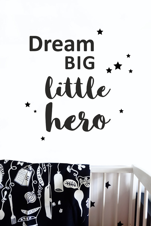 DREAM BIG LITTLE HERO naklejka 95 x 92 cm loonybin