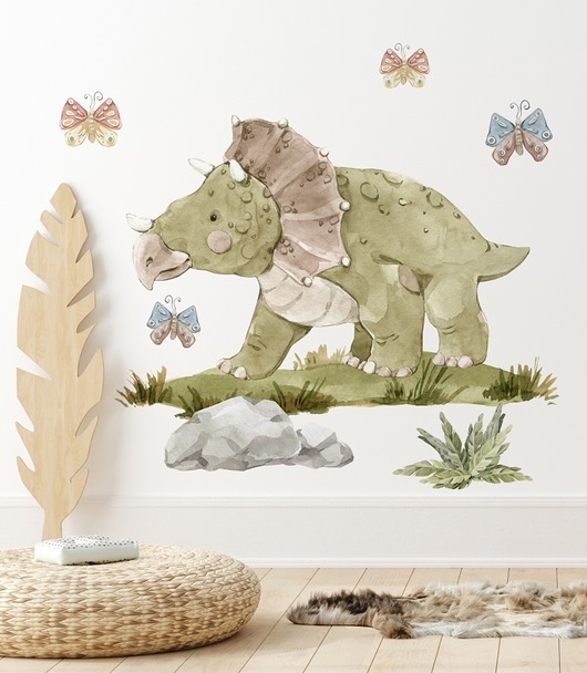 naklejki ścienne do pokoju dziecka Naklejka na ścianę dinozaur triceratops stojący nalepka do pokoju dziecka