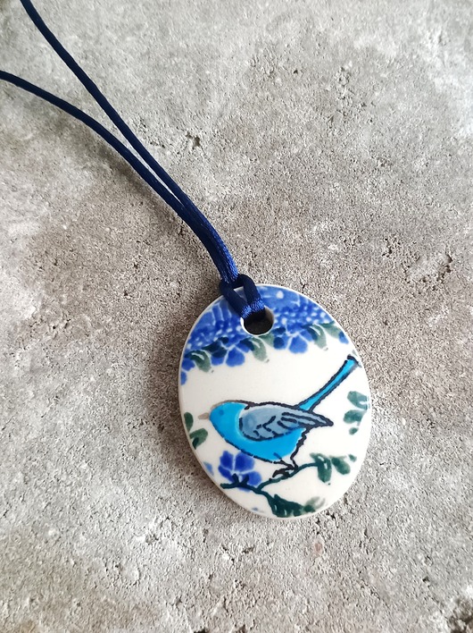 wisiory Naszyjnik Bolesławiec ptak dwustronny