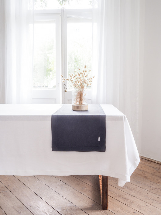 obrusy i serwetki Lniany Bieżnik Heavy Linen CHARCOAL