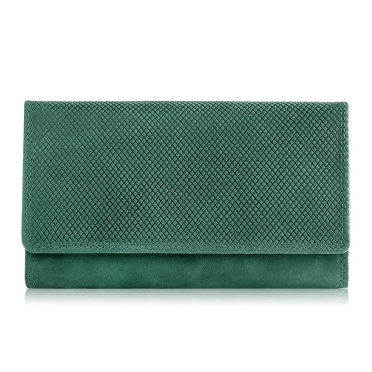 portfele damskie PORTFEL DAMSKI SKÓRZANY ZIELONY POJEMNY GEOMETRYCZNY WZÓR VINTAGE T-113-HGR