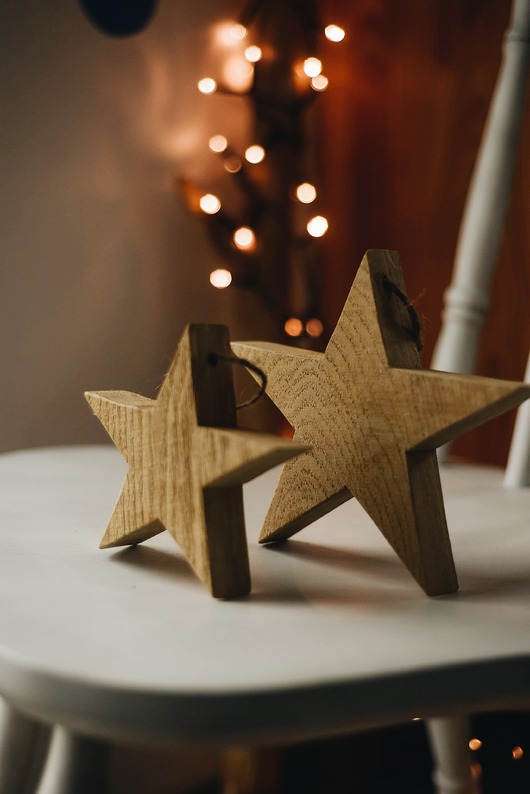 dekoracje świąteczne Gwiazda drewniana dębowa jesionowa 13cm