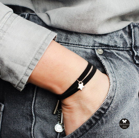 mini black  star silver barboleta
