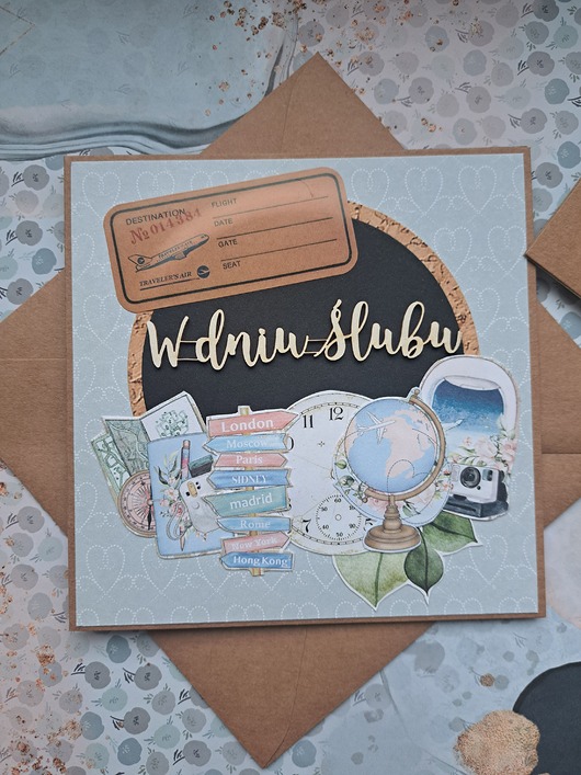 zaproszenia i kartki na ślub Kartka ślubna dla podróżników (w kopercie)