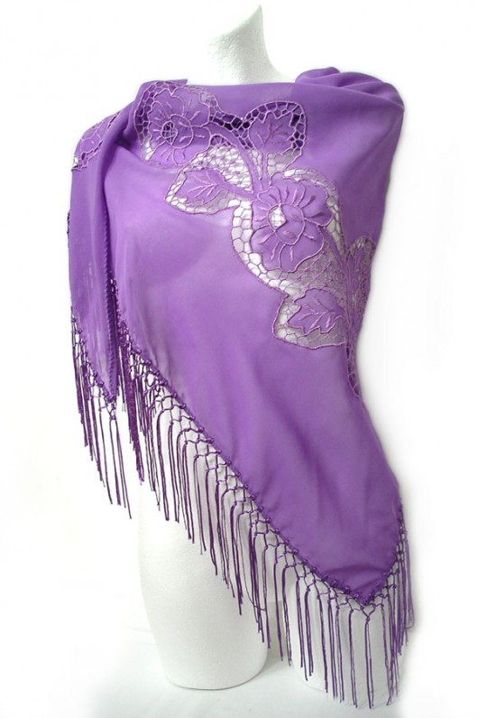 embroidered Folk Fringe Scarf (Richelieu) na ludowo
