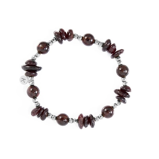 bransoletki z kamieni naturalnych Bransoletka z bordowych kamieni - Wersja Srebrna