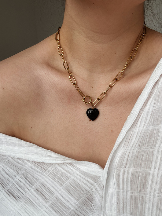 złote naszyjniki Naszyjnik łańcuszek Serce Agat