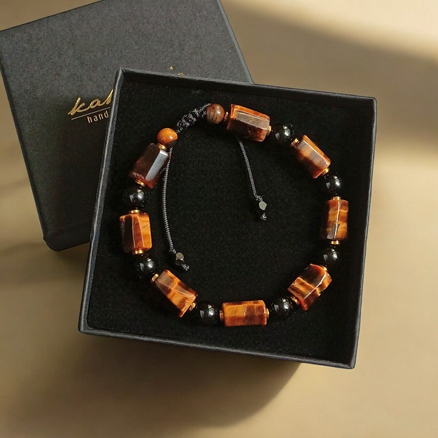 biżuteria męska PREMIUM : SUKCES, OCHRONA : tygrysie oko i turmalin