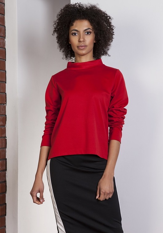 Bluza z dłuższym tyłem, BLU139 czerwony Lanti