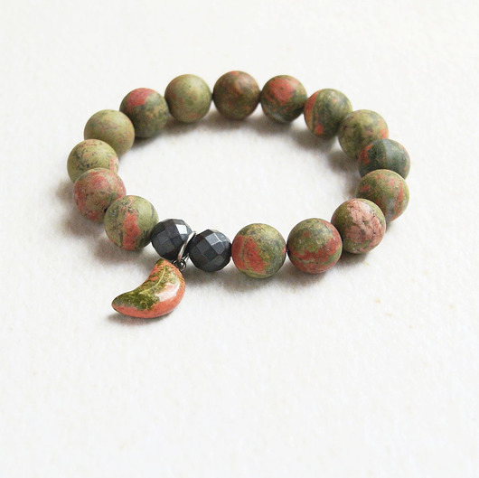 bransoletki z kamieni naturalnych Księżycowa bransoleta : unakit : księżyc