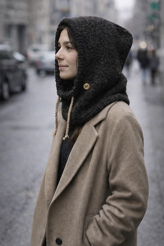 czapki damskie Balaclava kominiarka kaptur czapka 100% alpaka ręczna robota antracyt