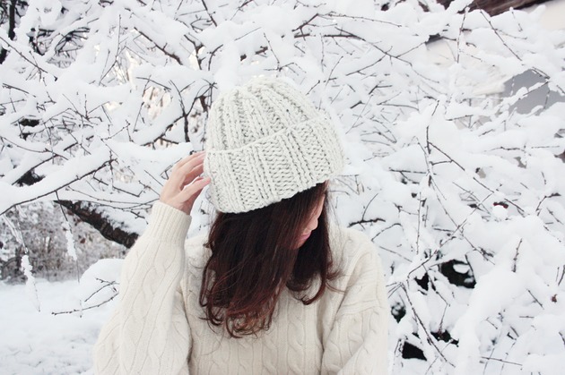 czapki damskie Zimowa czapka  handmade  beanie melanż