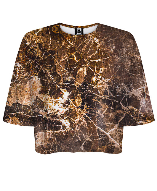 t-shirt damskie DR.CROW T-shirt Krótki CROP Marble Brown