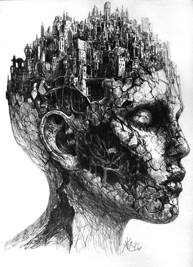 grafiki i ilustracje Jak w przebudzeniach Jak w snach  *rysunek piórkiem