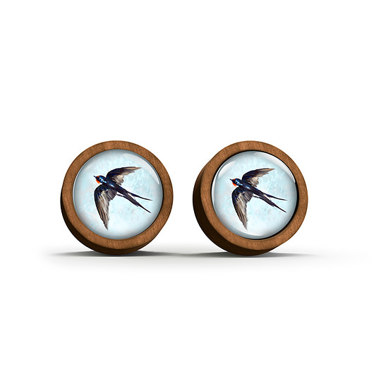 kolczyki drewniane Kolczyki drewniane - Jaskółka - sztyfty