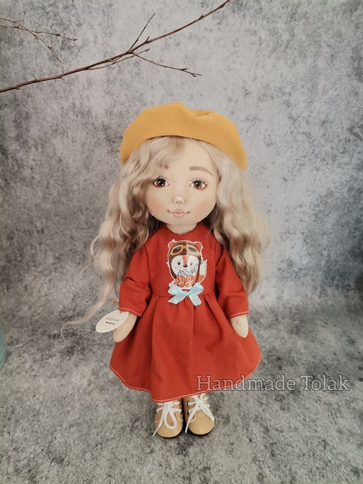 lalki Lalka handmade 32cm malowana włosy runo kozie