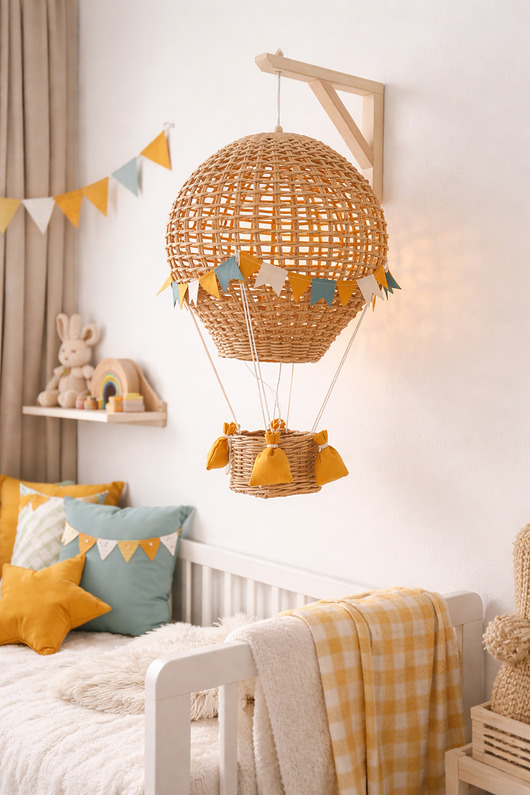lampy do pokoju dziecka Lampka ścienna nocna do pokoju dziecka Balon z koszem dekoracja ścienna