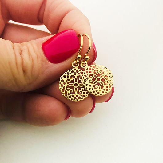 Eleganckie ażurowe kolczyki rozetki pozłacane Anemon Atelier