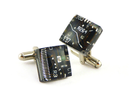 Spinki do mankietów elektroniczne czarne Scradeus