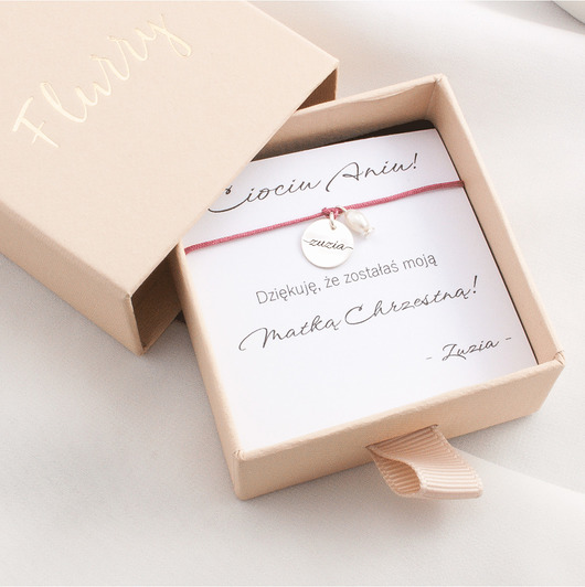 bransoletki srebrne Bransoletka z imieniem dla Matki chrzestnej