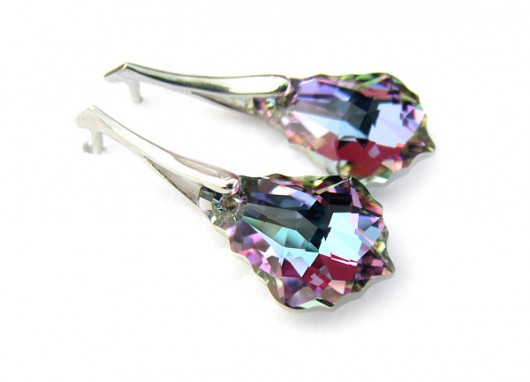 Liliowo-błękitne kolczyki kryształ Swarovski - Verity Marisella