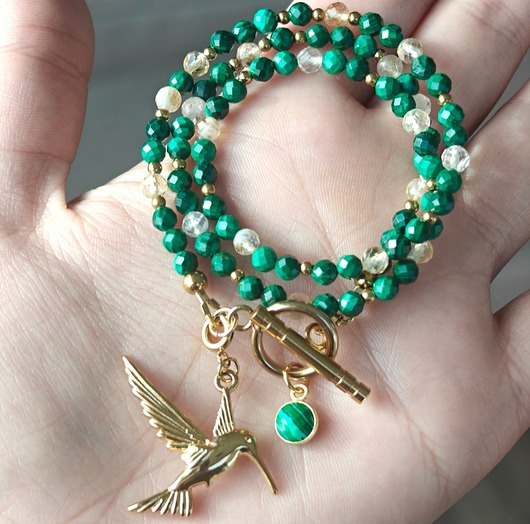 złote naszyjniki Klasyczny koliber malachit cytryn