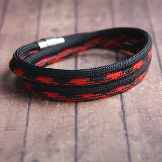 męska bransoletka :: sailor :: BLACK&RED L kaktusia