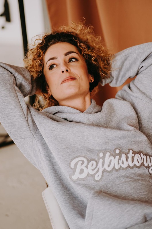 bluza z kapturem damska Bluza oversize Gray dla mamy i taty