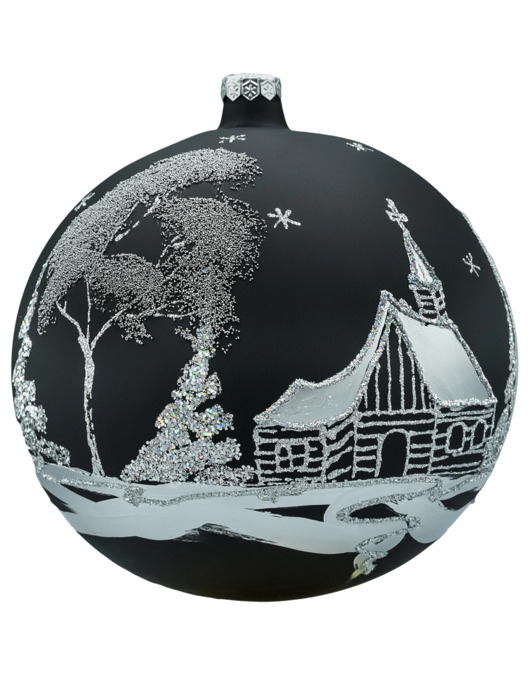 bombki Bombka okrągła ze srebrnym pejzażem: czarna