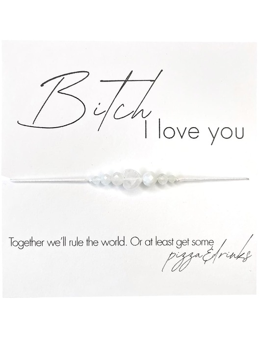 bransoletki na sznurku Bi.ch I love you Bransoletka z kamieni Księżycowy, Kryształ górski