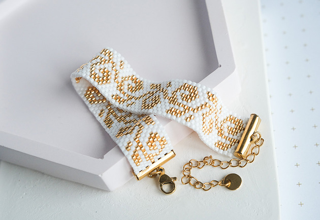 bransoletki ze szkła Bransoletka Biała Harmonia