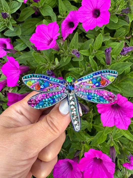 broszki Kolorowa broszka ważka 