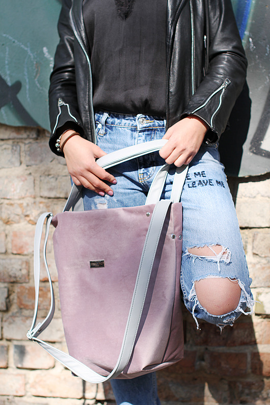 Shoper Bag pudrowy róż Welur equipo