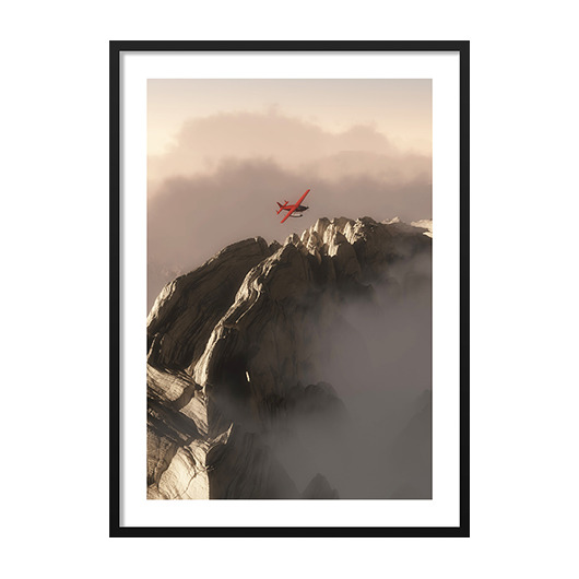 AIRPLANE ABOVE MOUNTAIN, POSTER - Różne rozmiary mermer