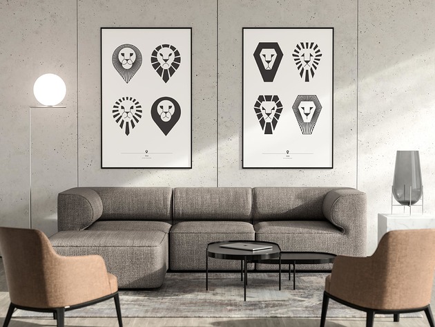 ZESTAW: 2x Lew,Lion Plakat Anna Nowokuńska