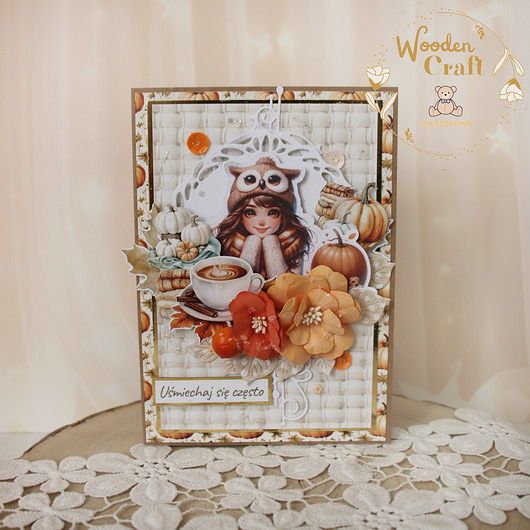 kartki scrapbooking Kobieca kartka urodzinowa z motywem jesieni "Autumn 2" GOTOWA